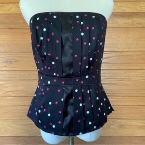 White House Black Market Y2K pearl jewel novelty print corset bustier top